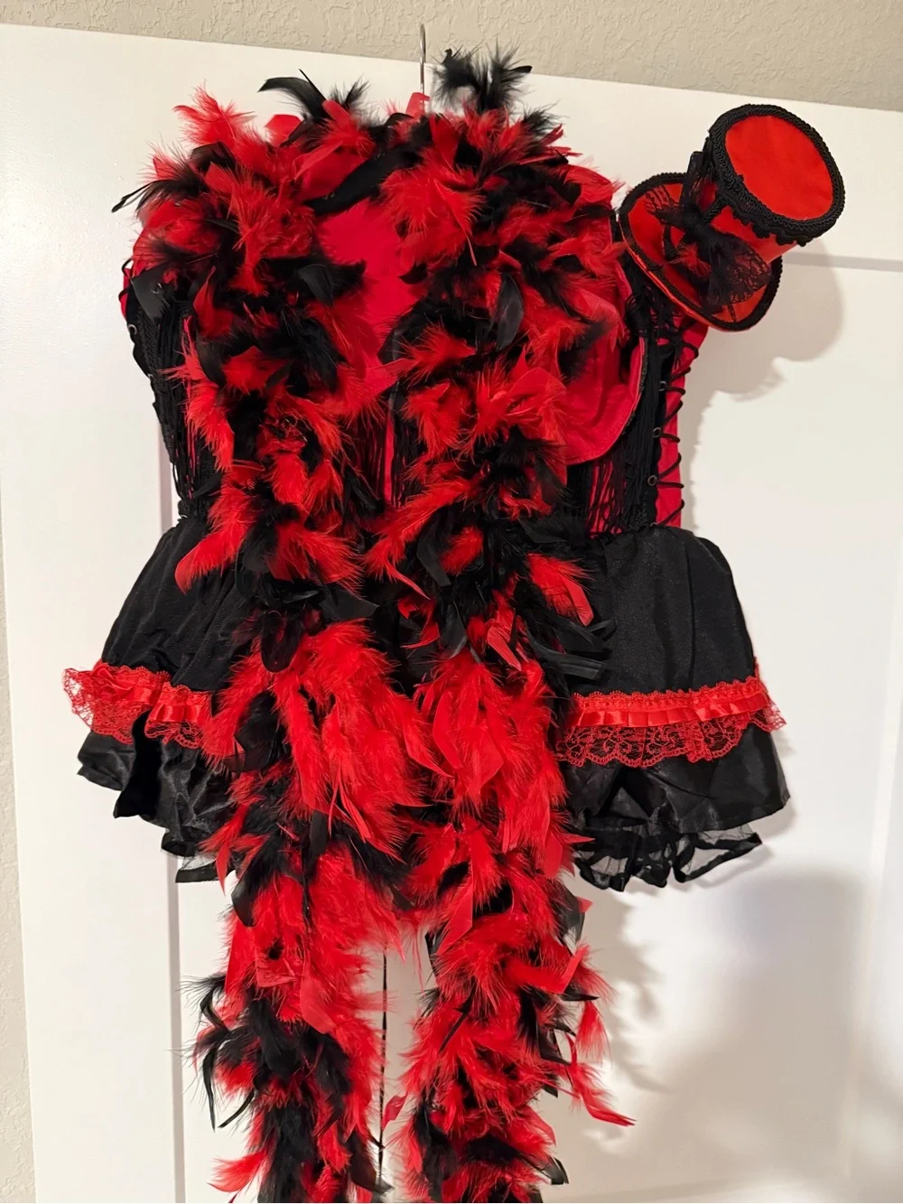 Red & Black Fringe Corset Costume Dress